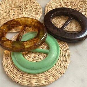 Set of 3 💚 Vintage acrylic 3”” belt or scarf Buckles